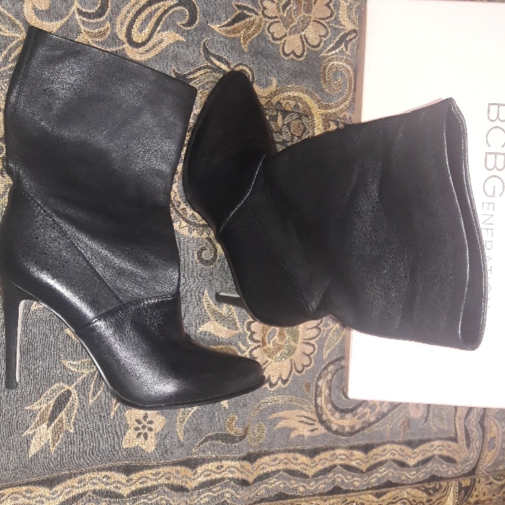 Black Leather Mid calf boots,  excellent condition